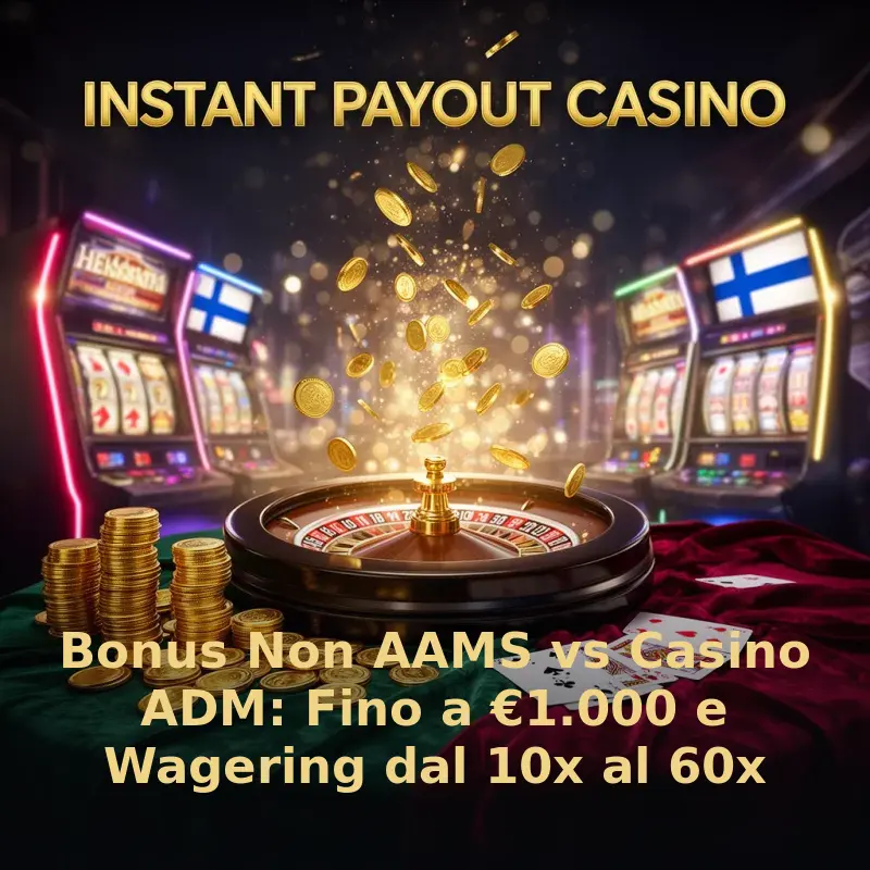 Bonus Non AAMS vs Casino ADM: Fino a €1.000 e Wagering dal 10x al 60x